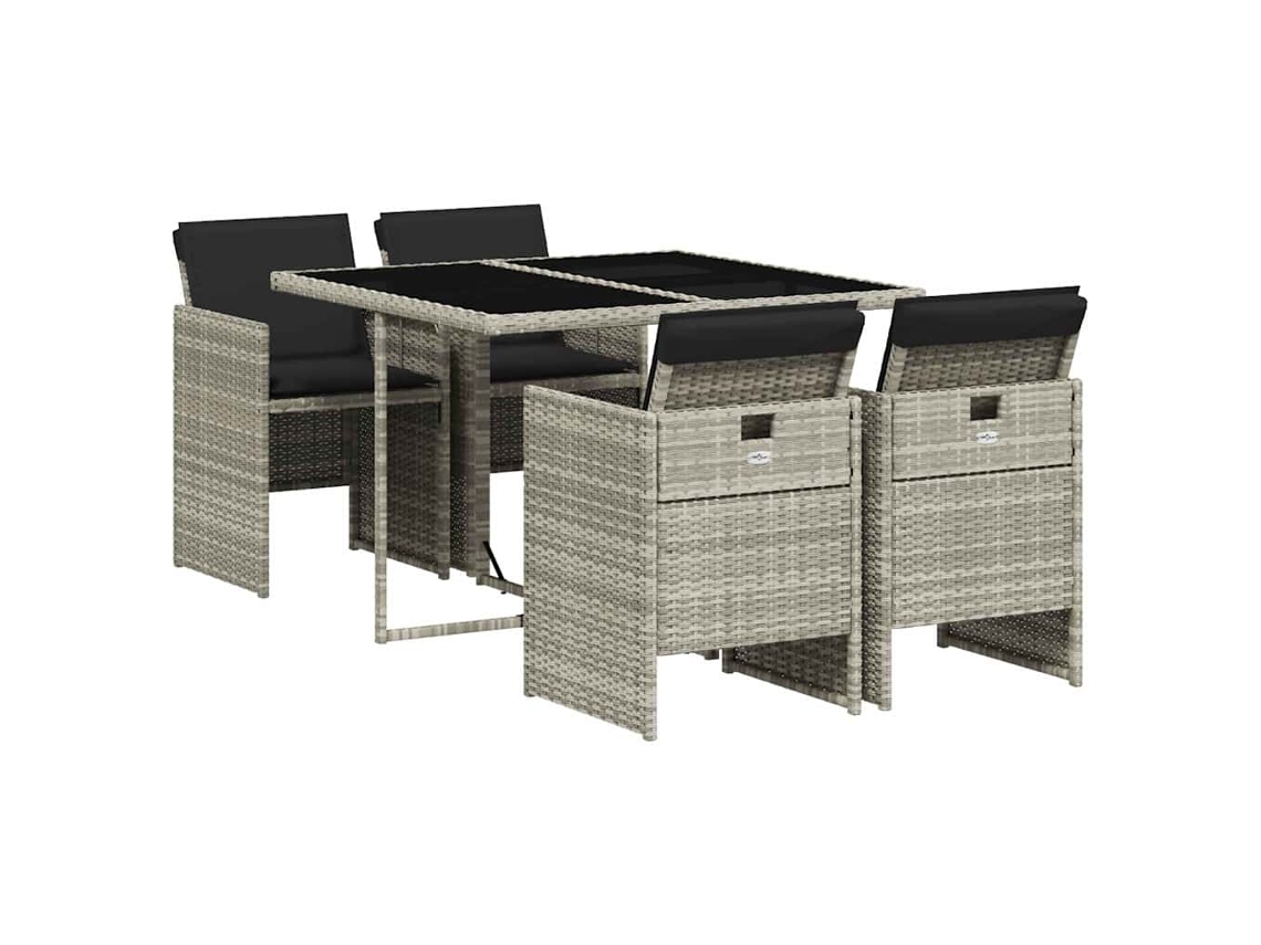 Conjunto de 5 Jantar para Jardim com Almofadões Cinzento Claro MAISON EXCLUSIVE