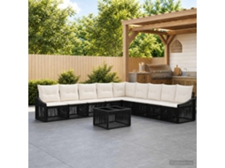 Vidaxl Conjunto De Sofá De Jardim 10 Unid. Preto Vime Pe