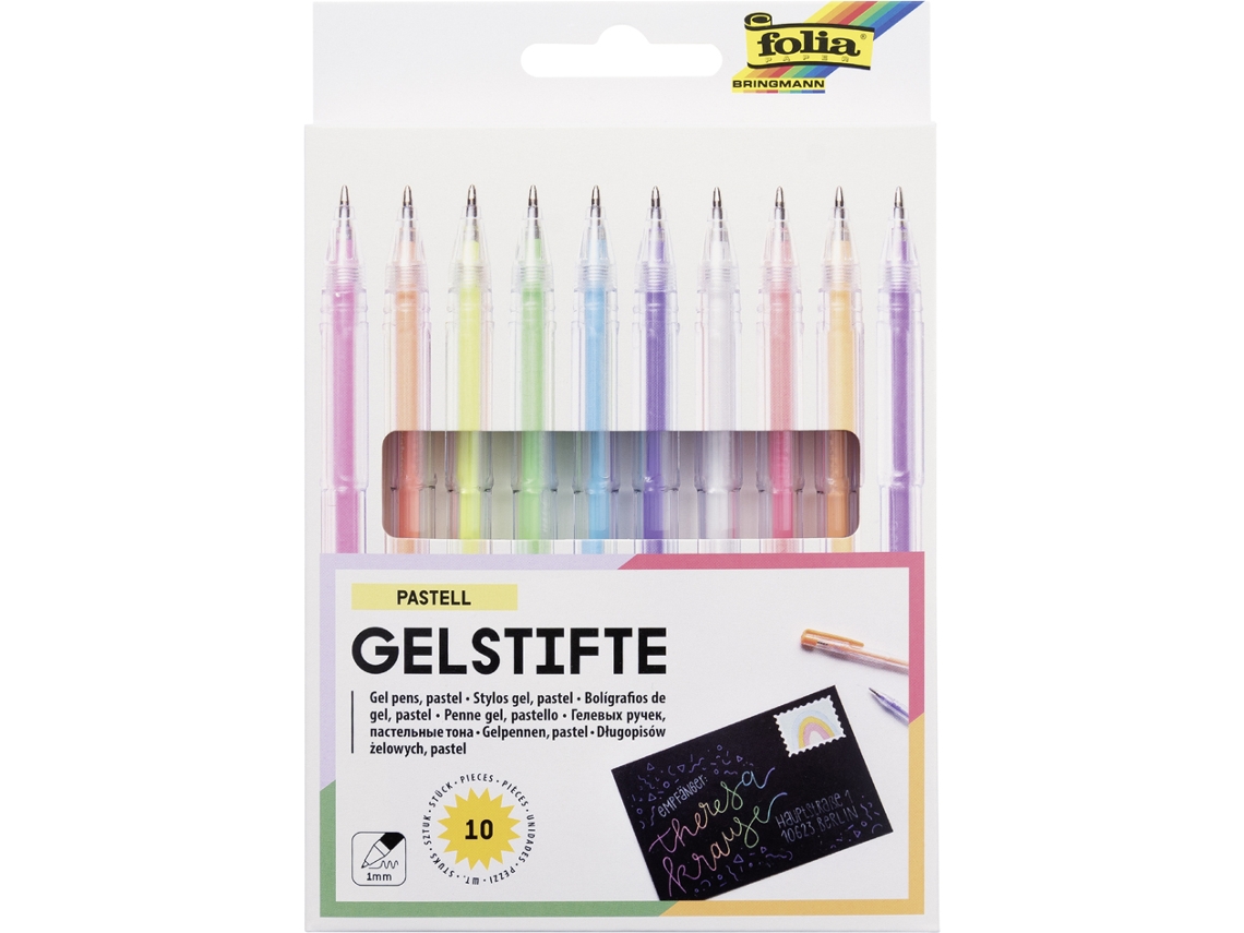 Caneta Gel FOLIA Pastel Cores Sortidas Caixa com 10