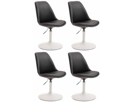 Conjunto de 4 cadeiras de jantar Maverick em imitação de pele preto/branco CLP