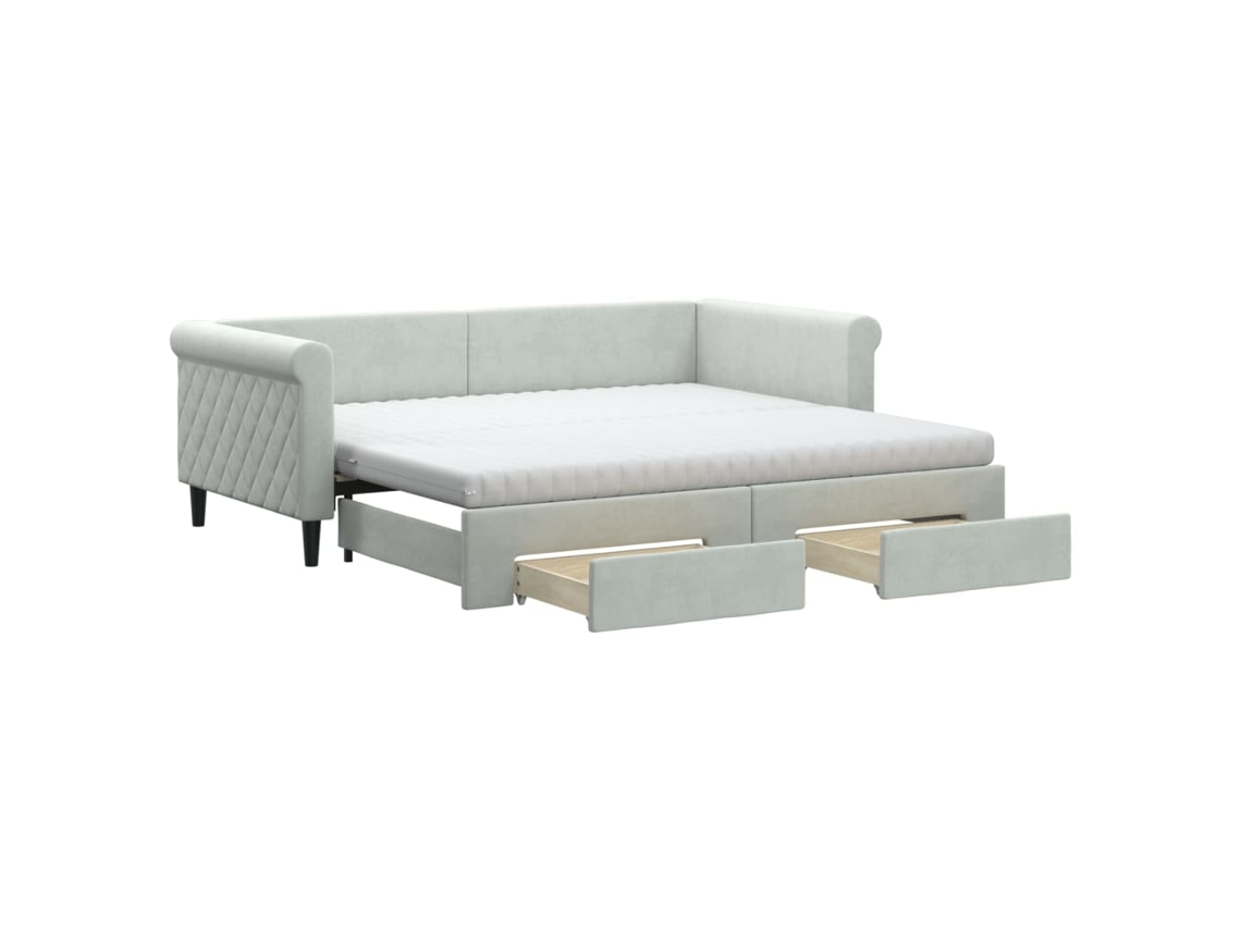 Sofá cama MAISON EXCLUSIVE 90x190 cm veludo cinzento claro