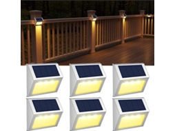 Lámpara solar de jardín para exterior de acero inoxidable, impermeable, luz decorativa para cercas, escaleras, caminos, patios, balcones, jardines y puertas de entrada - 6 piezas