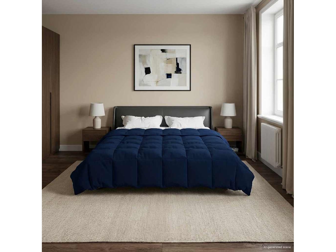 Vidaxl Duvet De Ano Inteiro 200 X 200 Cm 4 Estações Azul Escuro