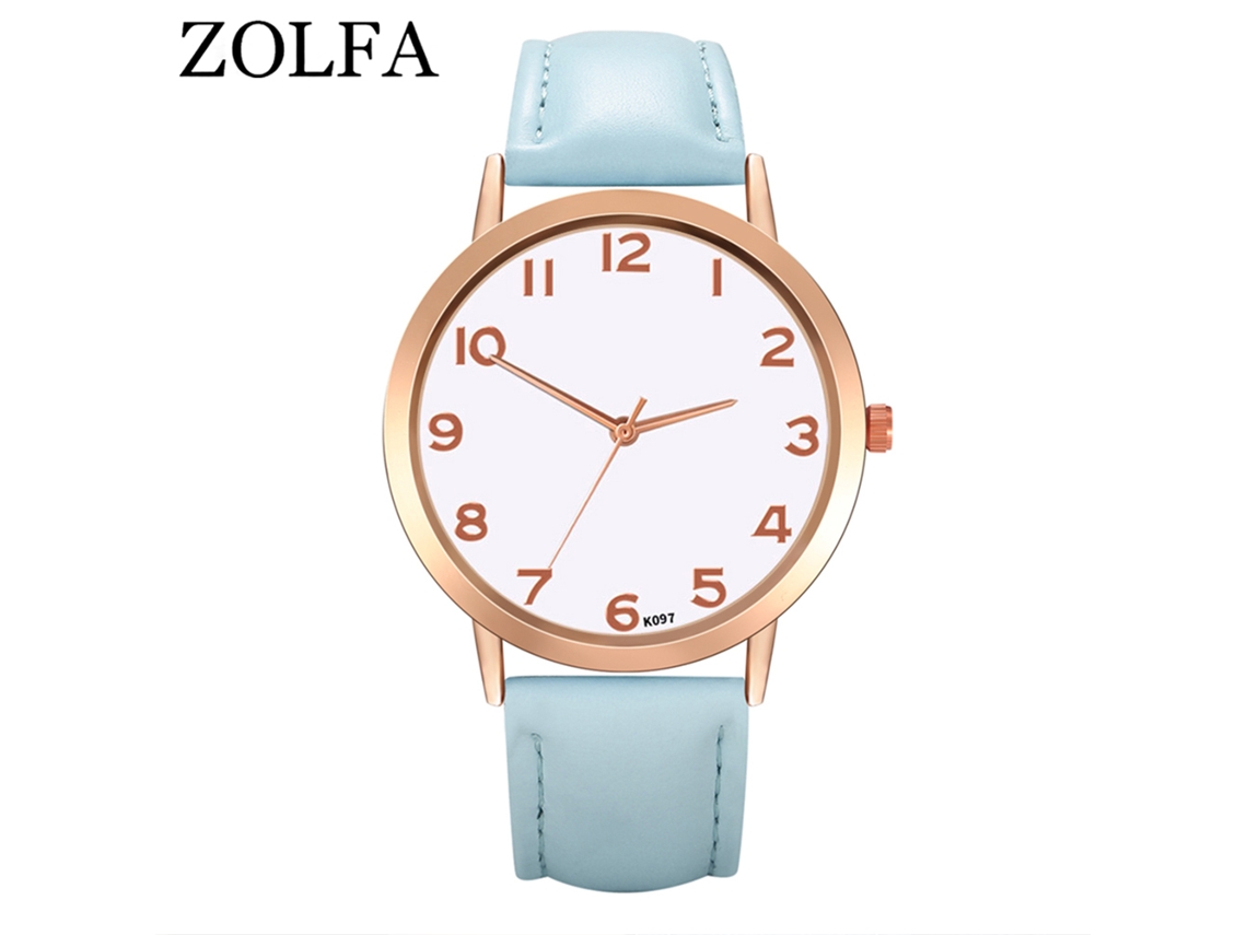 Reloj De Pulsera De Cuarzo Para Hombre Y Mujer Con Dial Redondo (azul Claro)