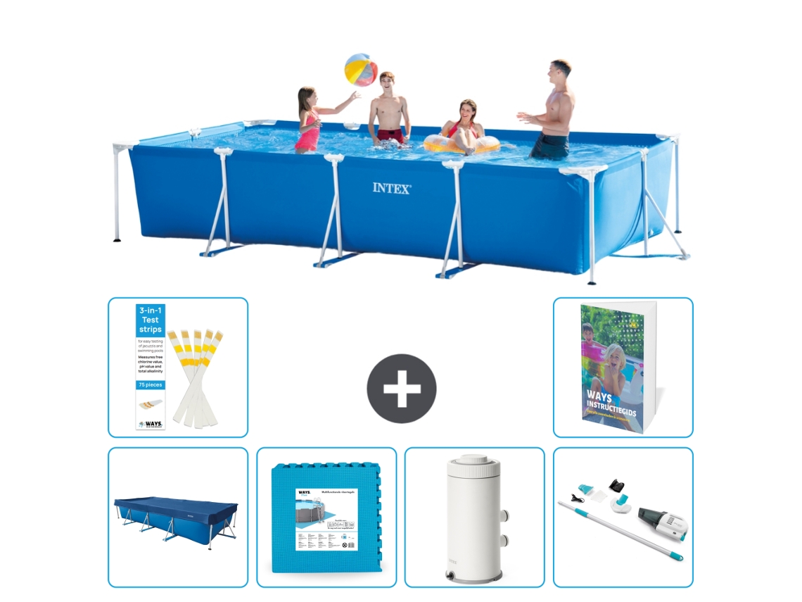 Intex Piscina Com Estrutura Retangular - 450x220x84 Cm - 7-peças S9