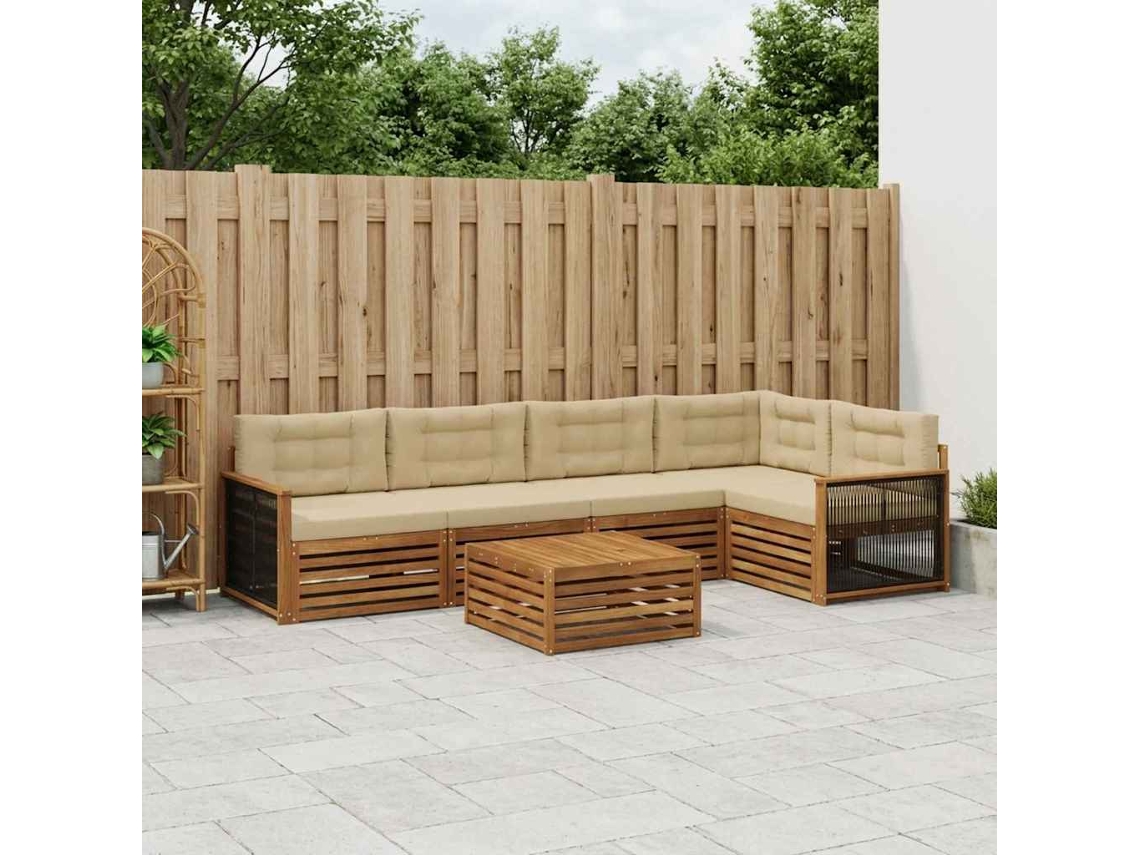 Vidaxl Conjunto De Sofás Para Exterior 6 Unid. Natural E Bege