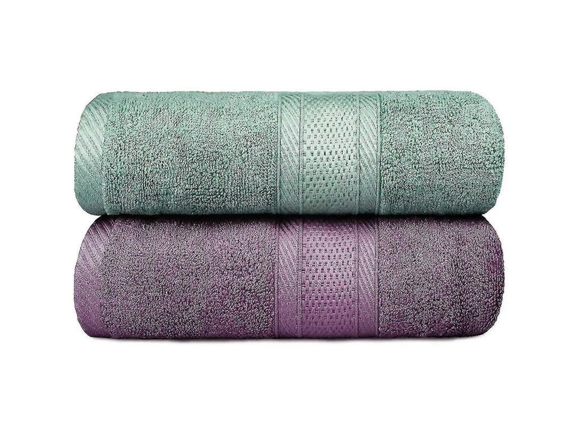 2026 toalhas de Banho de Bambu, Conjunto de 2 Toalhas Grandes 70x140 Cm, Suaves e Absorventes, Cor Verde e Roxo
