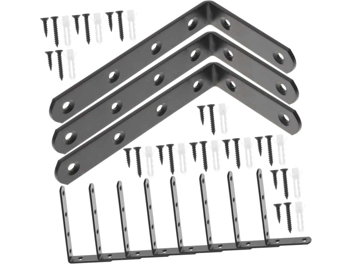 Conjunto De 10 Suportes Angulares Para Fixação De Prateleiras, Camas, Armários E Outros Móveis.