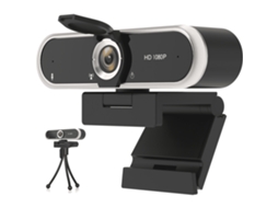 Webcam Usb 1080p Com Microfone, Tampa De Privacidade E Correção Automática De Luz Para Videochamadas (preta)
