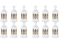 Conjunto De 12 Mini Lanternas De Vela Ramadan Mubarak Led Eid Mubarak Com Luzes De Lua E Estrela, Es Gokoco