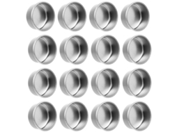 Conjunto De 20 Peças De Xícaras De Chá Redondas Em Alumínio Prateado E Castiçais, Práticos Castiçais De Metal.