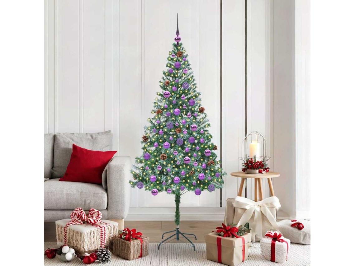 Vidaxl Árvore De Natal Artificial Com 300 Leds Verde 180 Cm Pvc E Aço