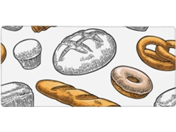 Mousepad para Computador de Grande Formato, com Estampa Pão Sobre Fundo Branco, Base Borracha Antiderrapante,
