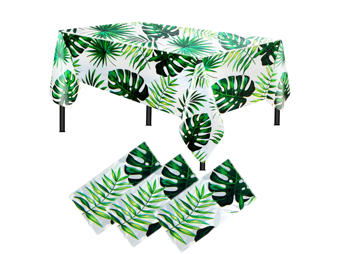 Toalhas de Mesa de Folhas de Palmeira para Decoração de Festa Havaiana 3 Peças de Toalhas de Mesa de Plástico Descartáveis