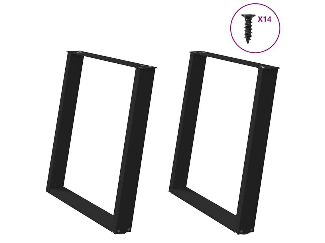 Vidaxl Pés De Mesa De Jantar Em Forma De U, 2 Peças, Preto, 70 X (72-73) Cm, Aço