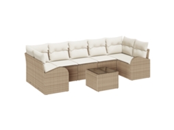 Conjunto 8 Conjunto De Sofás Para Exterior Vidaxl Bege Vime Pe (289 X 124 X 69 Cm)