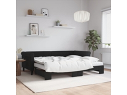 Vidaxl Sofá cama com Gavetão e Colchões 90x200 Cm Veludo Preto