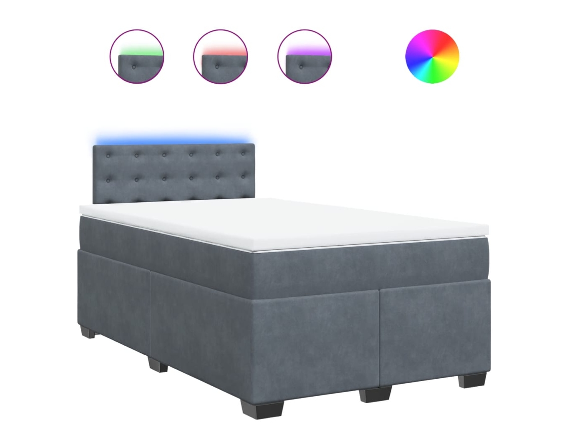 Cama Boxspring com Colchão Veludo Cinzento Escuro MAISON EXCLUSIVE (120x200 cm)