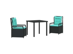 Conjunto 3 De Jantar De Jardim Vidaxl Em Rattan Preto