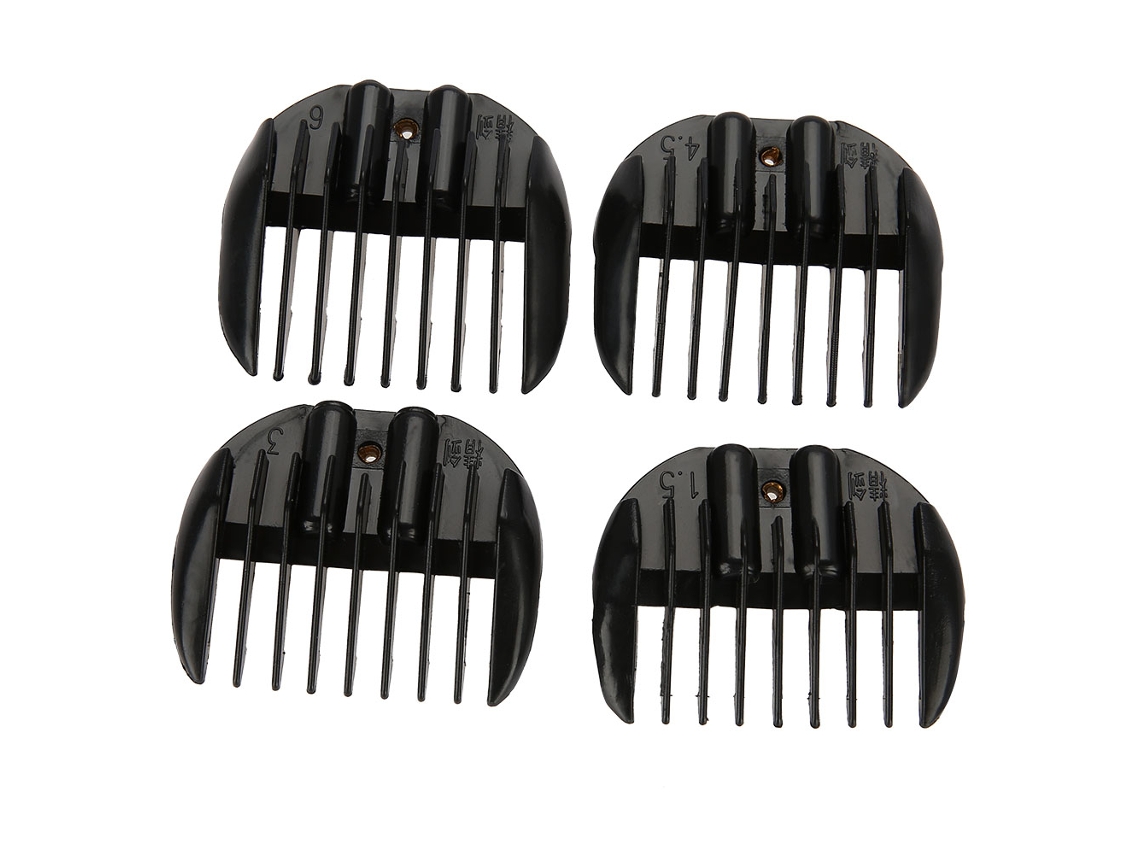2026 conjunto de 4 Pentes Limitadores para Cortar Cabelo, Acessórios para Tesouras de Corte, Ferramentas de Estilismo Barber Shop Preto