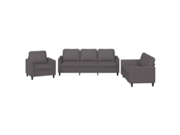 Maison Exclusive - 3 Pcs Conjunto De Sofás C/ Almofadões Couro Artificial Cinzento