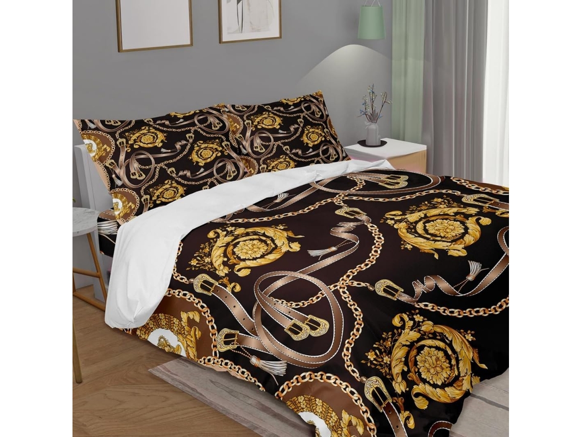 Conjunto de Cama com Estampa Leopardo em Co Microfibra Fronha 50x50cm