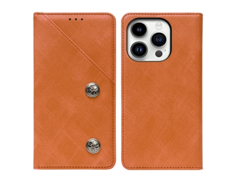 Capa Para Iphone 15 Idewei Pele Sintética Magnética Com Porta-cartões Castanho