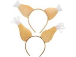 Conjunto de acessórios para o Dia de Ação de Graças com duas faixas de cabelo nos formatos Peru e Frango.