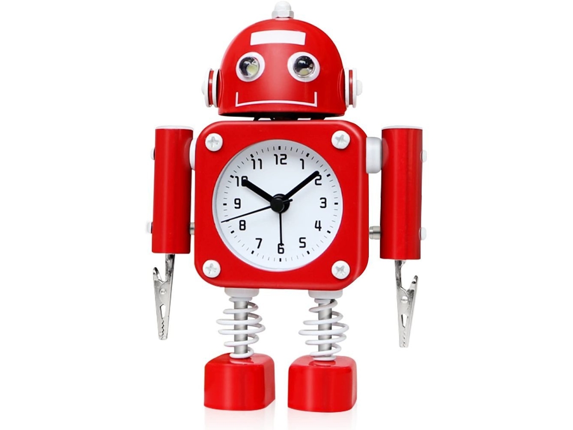 KOFIHETY Despertador De Robô, Peça Personalizável E Encantadora Futurista De Tempo De Tempo Metal, Operação Silenciosa Sem Requipada Com Luzes Oculares Piscand