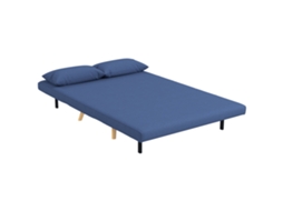 Sofá cama 2 Lugares Azul Escuro, 120x75x85 Cm, Estilo Linho, Encosto 5 Posições, 2 Travesseiros | S/MARCA