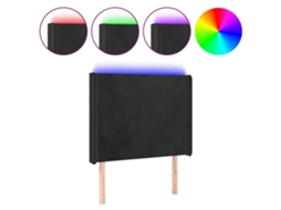 Led Headboard, Led Headboards Vidaxl Preto Veludo (83 X 16 X 118/128 Cm)