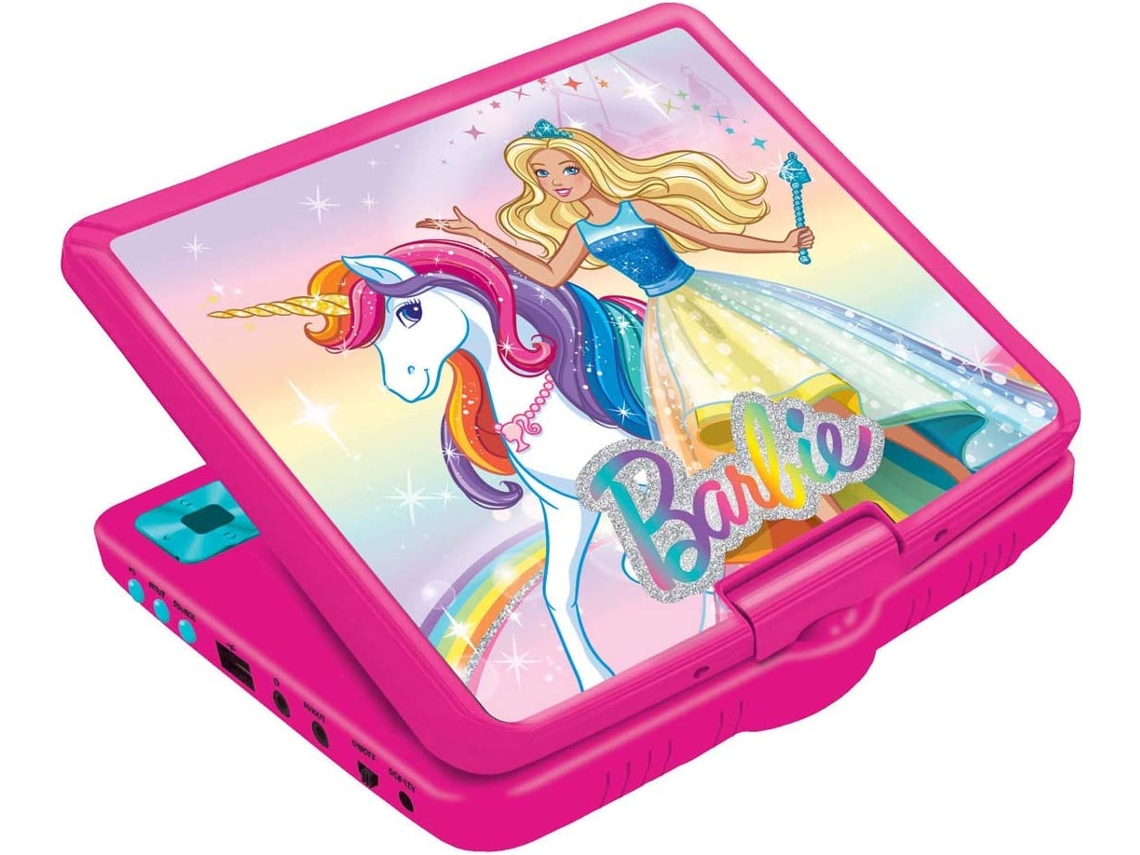 Barbie Leitor De Dvd Portátil, 7 Lcd, 2 Alto-Falantes, Bateria Recarregável, Rosa, Dvdp6Bb LEXIBOOK