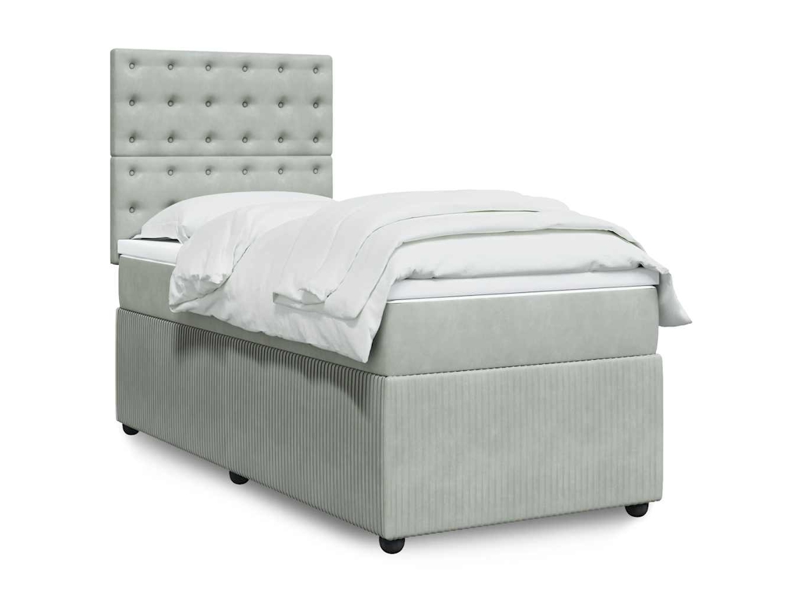 Vidaxl Cama Com Molas/colchão 90x190 Cm Veludo Cinza-claro
