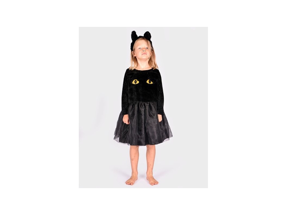 Fantasia De Gato Preto Goda Fen Com Tiara Tamanho 122 128 Fantasia Den Goda Fen