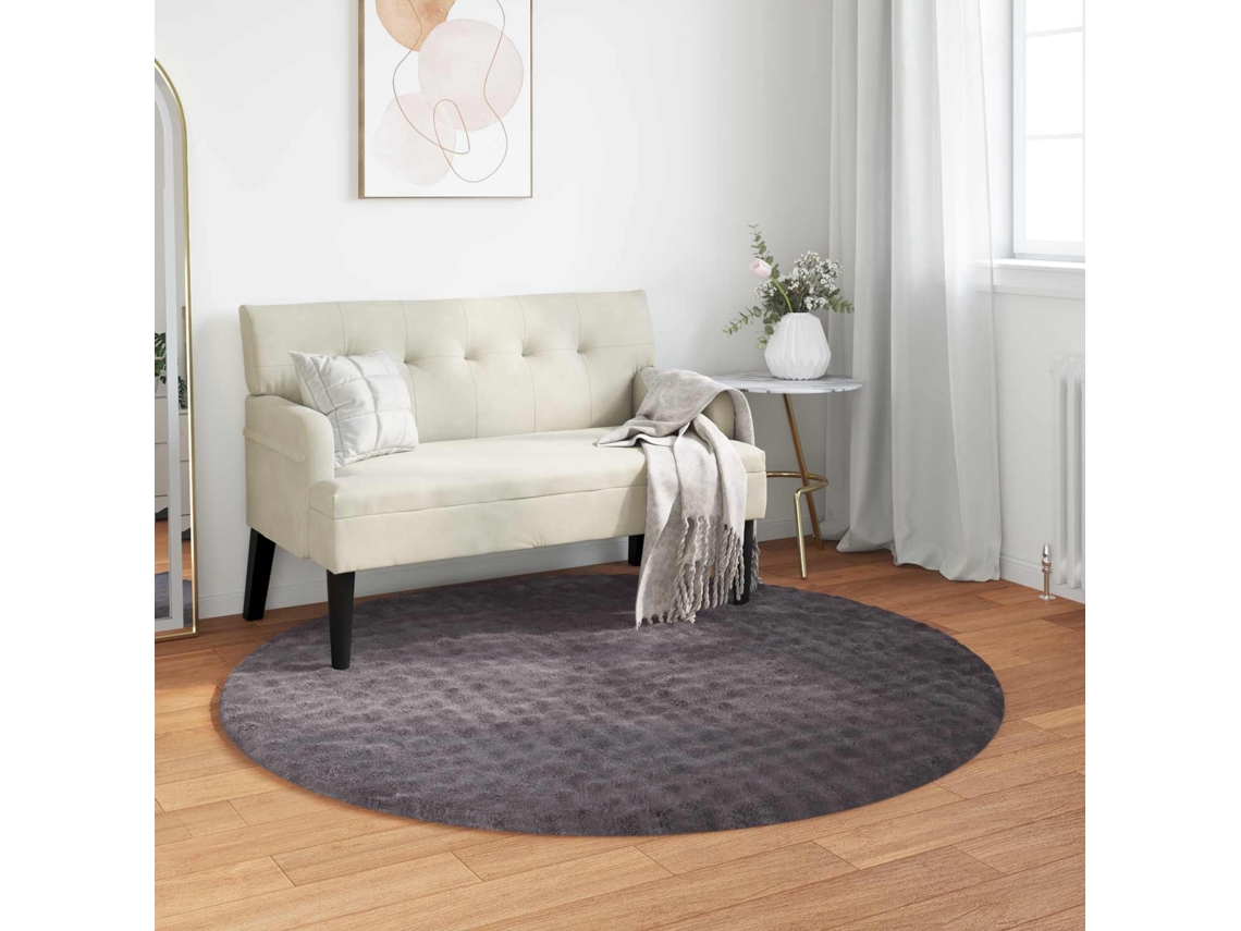 Vidaxl Tapetes De Área Redondo Sirolo Antracite Ø 160 Cm Poliéster