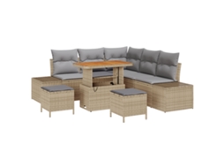 Conjunto 8 Conjunto De Sofá De Jardim Vidaxl Bege Vime Pe (90 X 55 X 71 Cm)
