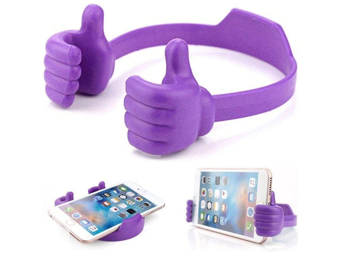 Suporte Universal Flexível Para Smartphone E Tablet Com Design De Polegar - Roxo