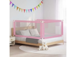 Vidaxl Barra De Segurança P/ Cama Infantil Tecido 180x25 Cm Rosa