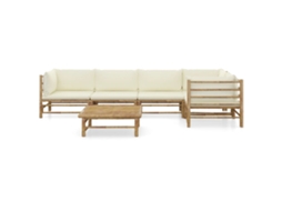 Maison Exclusive - 6 Pcs Conj. Lounge P/ Jardim Em Bambu C/ Almofadões Branco Nata