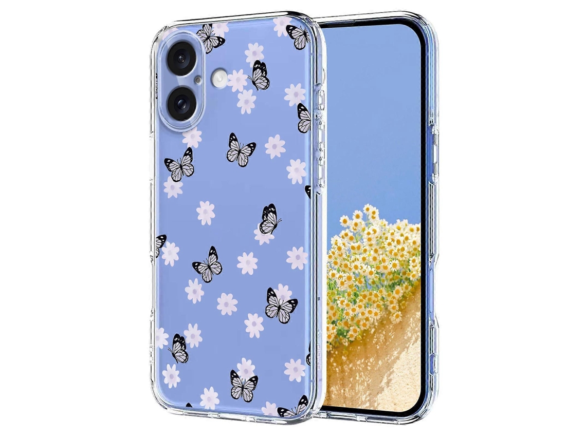 Capa Tkdaddy Para Iphone 16 Com Estampa Floral De Borboleta E Tpu, Capa Traseira Para Celular Wisteria