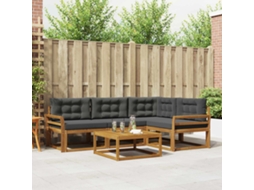 Vidaxl Conjunto De Sofás Para Exterior 5 Unid. Natural E Antracite