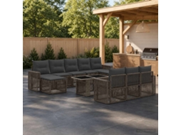 Vidaxl Conjunto De Sofá De Jardim 11 Unid. Cinza E Cinza Escuro