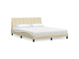 Vidaxl Cama Com Colchão Hanko 160x200 Cm Tecido Cor Creme