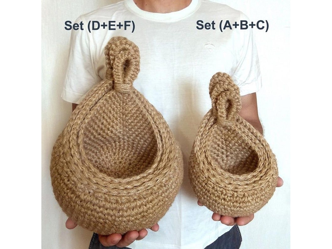 Cestos De Parede Para Legumes E Frutas Penduráveis Em Juta Ecológica Estilo Boho Artesanais