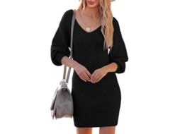 Vestuário - Blusa De Crochê V-neck - Longas Mangas - Blusa Mini - Mangas Balonetas - Vestuário De Lazer - Materiais Suaves, Elásticos