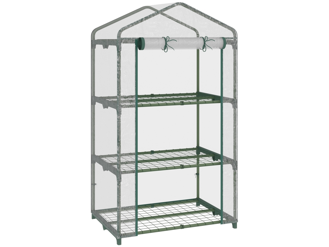 Estufa de jardim com 3 níveis, 3 prateleiras porta com zíper estrutura de aço e cobertura PVC 69x49x125 cm transparente S/MARCA