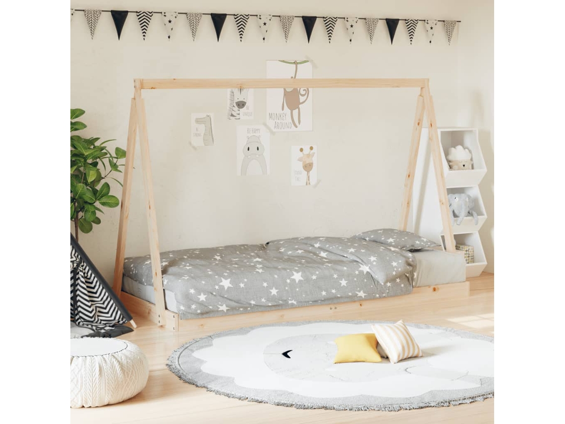 Vidaxl Estrutura De Cama Infantil 90x200 Cm Pinho Maciço