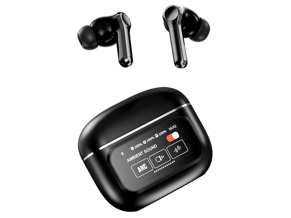 Fones de Ouvido Sem Fio Bluetooth 5.4 com Cancelamento de Ruído Ativo com Tela Sensível Ao Toque para Iphone Android JIAPEI (preto)