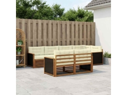 Vidaxl Conjunto De Sofás Para Exterior 7 Unid. Natural E Creme