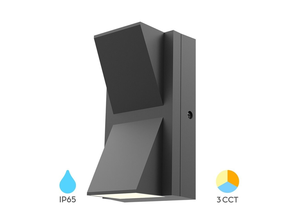 Arandela De Parede Led Para Exterior 2x6w 3 Em 1 Ip65 Cinza Braytron